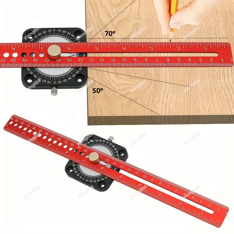 Aluminum 360° Adjustable Angle Marking Gauge Woodworking DIY Compass Layout Measuring Tool