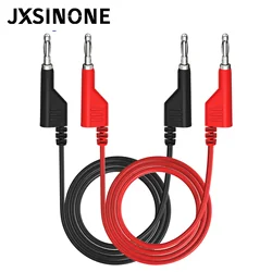 JXSINONE P1036 2PCS Dual 4mm Stackable Banana Plug Multimeter Test Leads 1m Electrical Test Cables Red/Black 1000V 15A