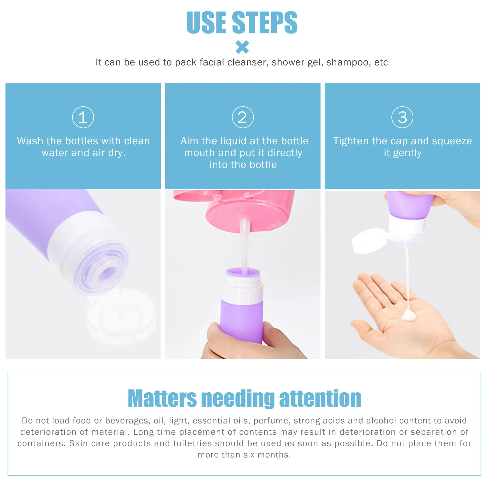 

Silicone Storage Bottle Travel Shampoo Makeup Holders Dispensers Subpackaging Bottles Silica Gel Emulsion Containers