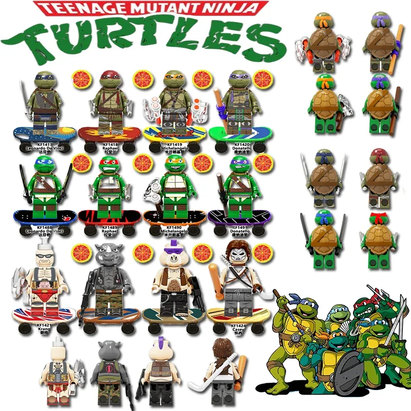 2024 Teenage Mutant Ninja Turtles TMNT Series Da Vinci Casey Boar Rhinoceros Puzzle Blocks Cartoon Animation Neighborhood Toys