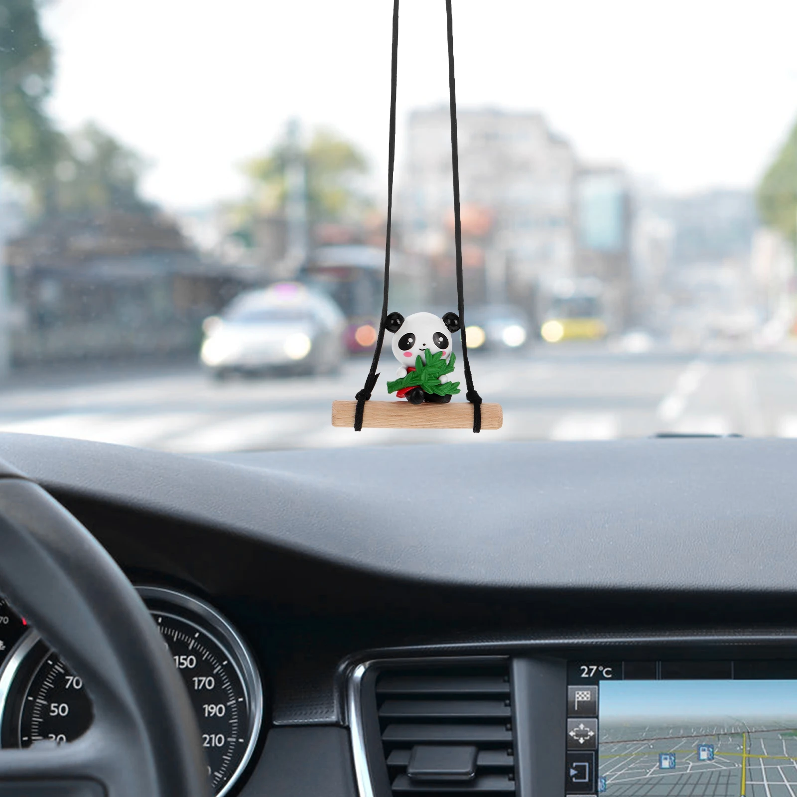 

Swinging Panda Car Mirror Hanging Decor Fun Rearview Mirror Pendant Cute Car Accessories Universal Fit Interior Decoration