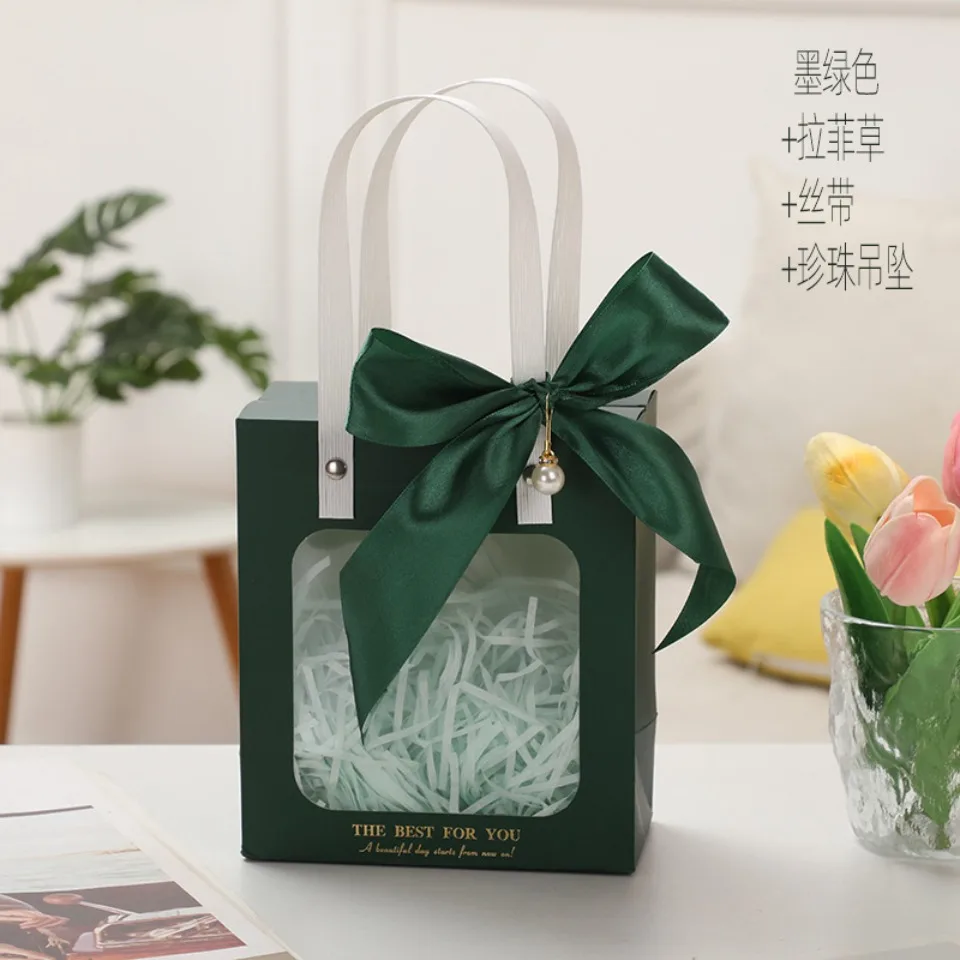 5/10/20 teile/satz Rosa Weihnachten Geschenk Verpackung Tasche Transparente Fenster Papier Box DIY Schokolade Hochzeit Geburtstag handheld Geschenk Pack – Detail 9