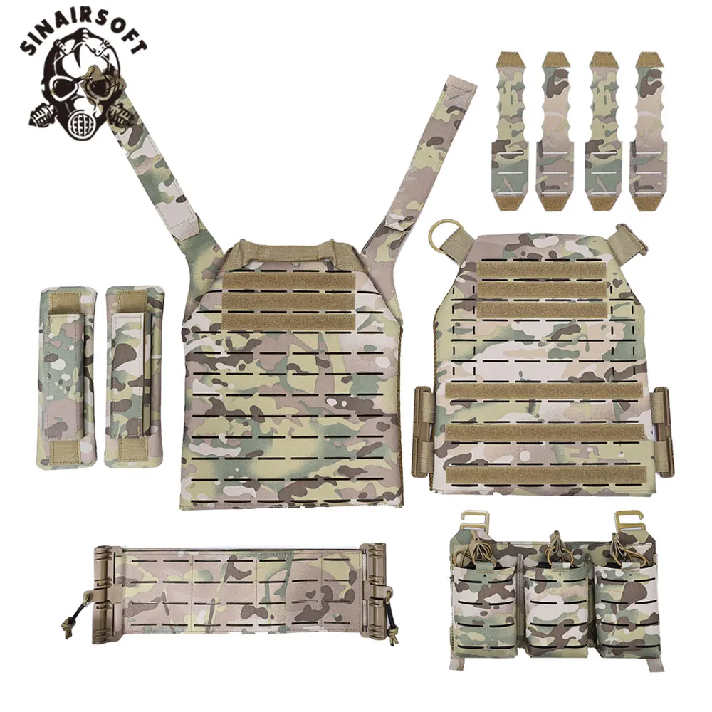 SINAIRSOFT Tactical Nylon Laser Cut Vest With Quick Release Security Molle Multi-camo Plate Carrier Chaleco Hunting Vests