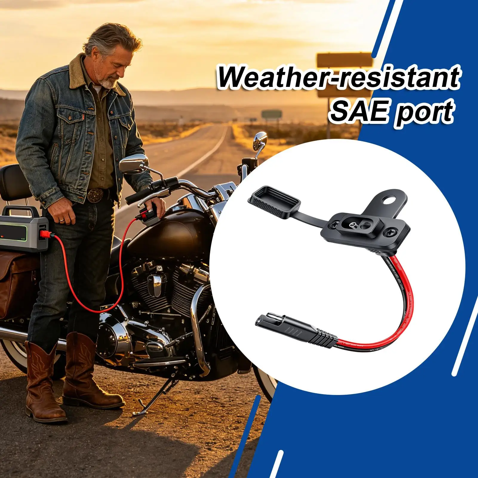 2-port SAE motorcycle battery charging port mounting base Invisible interface charging port for Generator Boat Truck RV Lawn