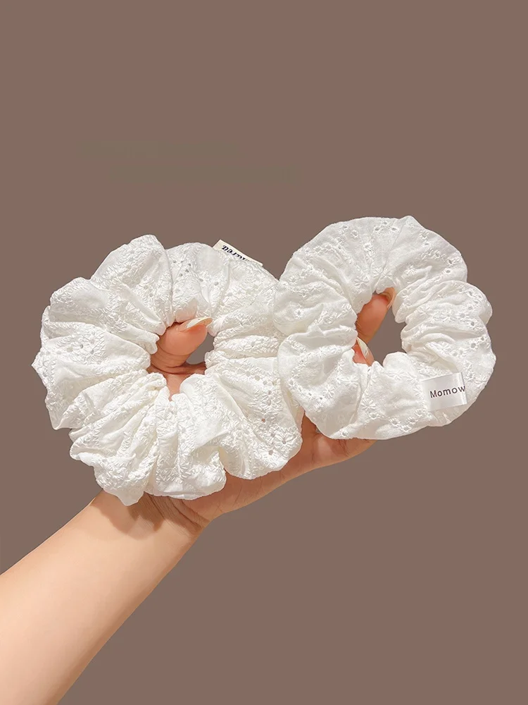 

Белый полый цветок, резинки для волос с толстой кишкой, женские волосы, веревка с шариковой головкой, резинка, головной убор атмосферы, летний головной убор