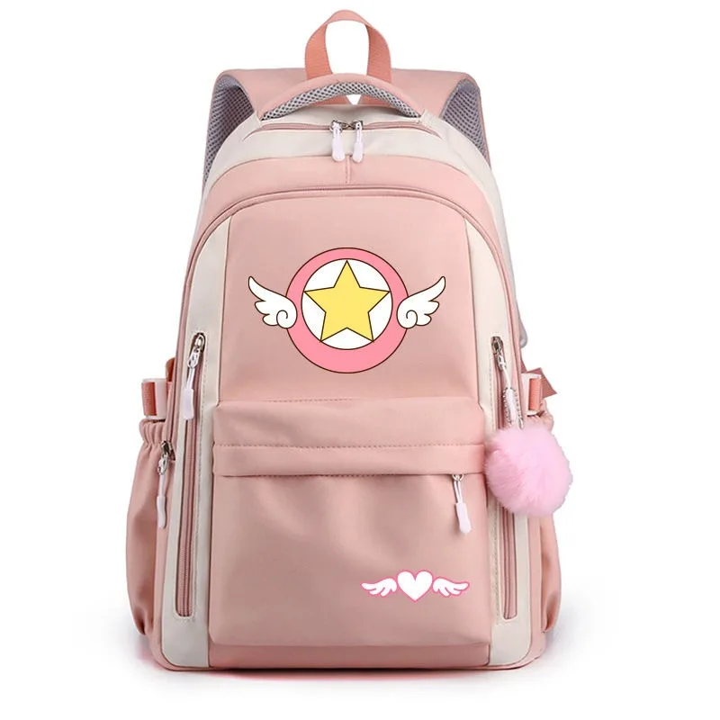 Breathable mesh, Black Blue Pink Purple, Card Captor Sakura , Kadokyaputa Sakura, School Bags, Anime Backpacks Girls Boys