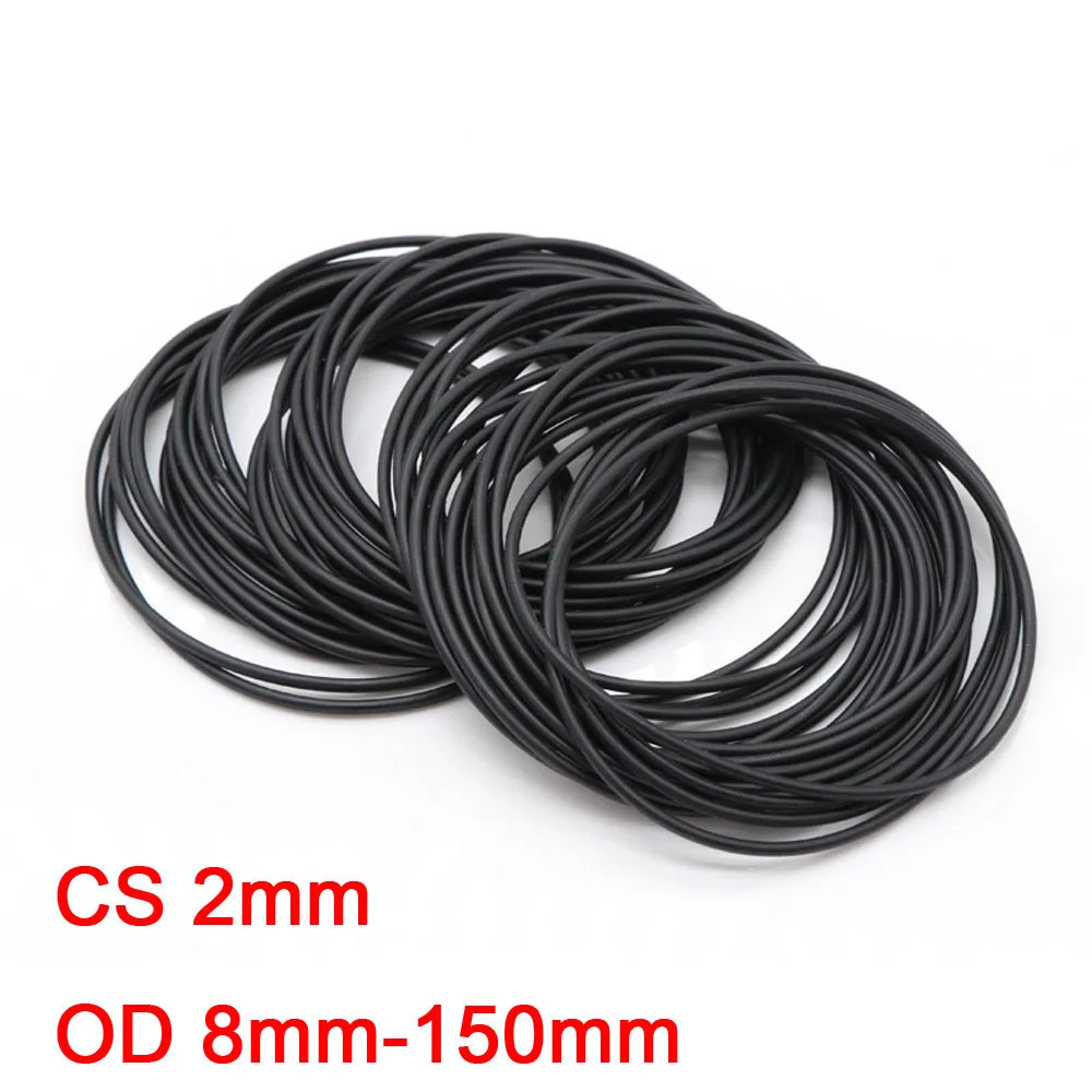 

10pcs Black NBR O Ring Seal Gasket Thickness CS 2mm OD 8mm-150mm Nitrile Rubber O-Ring Waterproof Oil Resistant Sealing Washer