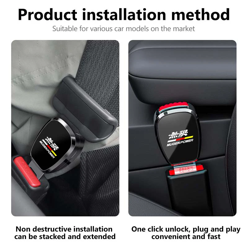 For Honda Metal Car Seat Belt Clip Extender Lock Buckle Badge Accessories Mugen Vezel Accord Fit City Legend CRV Insight Pilot