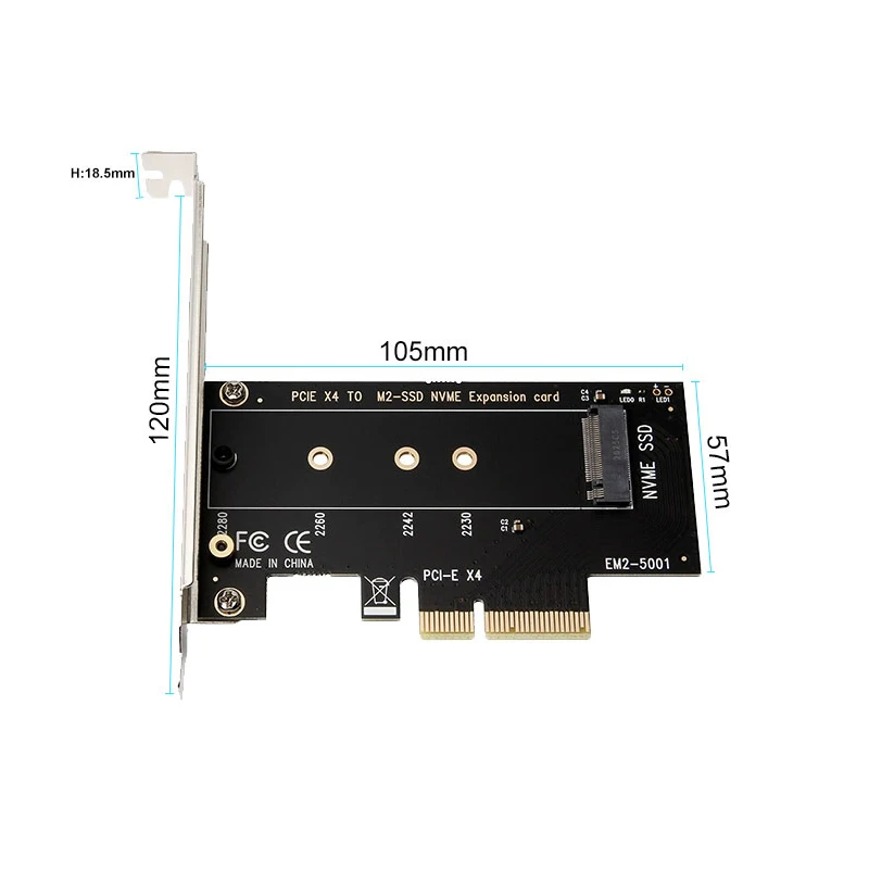 NVME SSD M2 PCIE 1x Adaptor PCIE Ke M2 Adaptor M.2 NVME SSD Ke PCI Express X4 Card Riser Adapter M Key untuk 2230-2280 M2 SSD