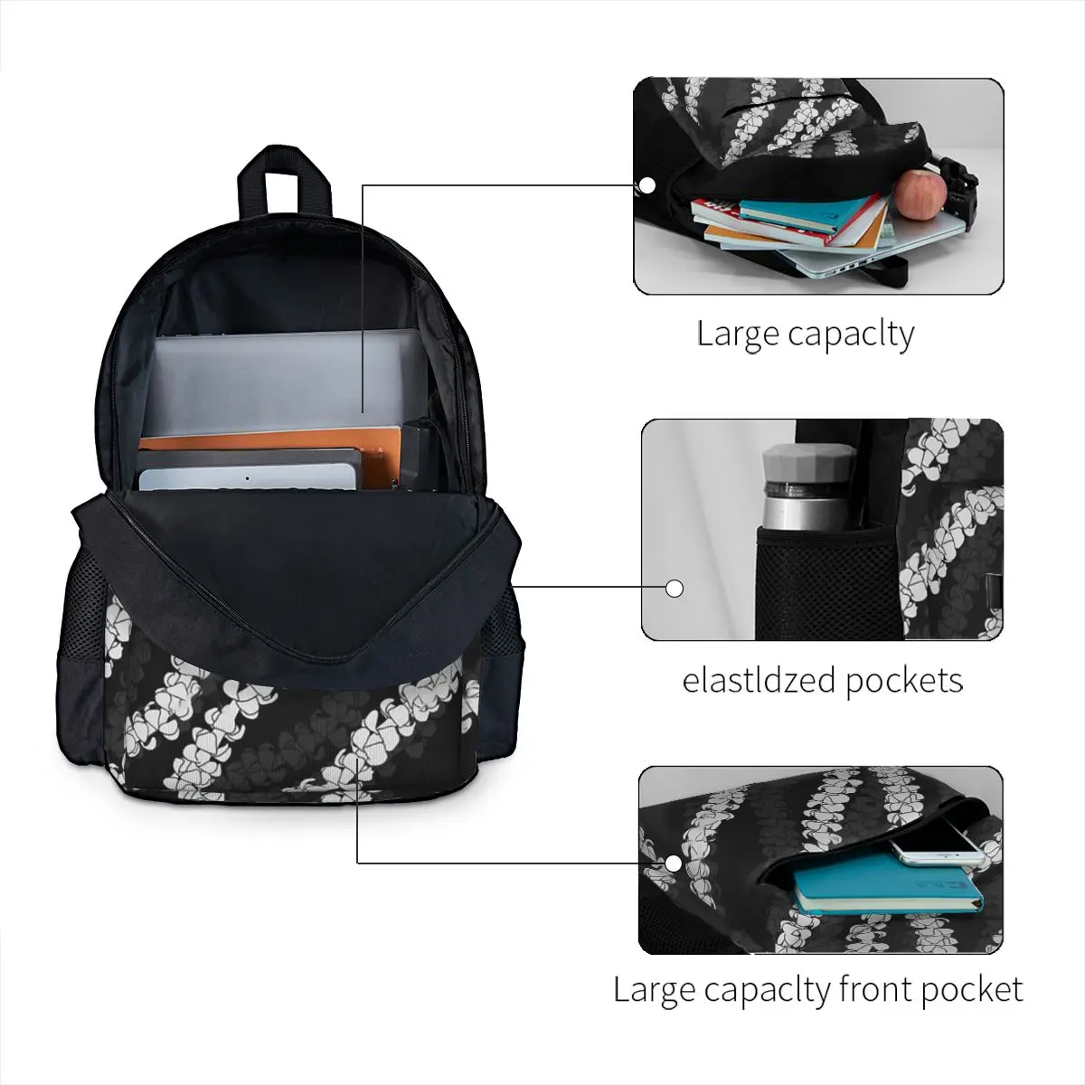 Puakenikeni Single Leis On Turquoise Backpacks, Bookbag for Boys and Girls, Students School Bags, Laptop Rucksack, Initiated Bag