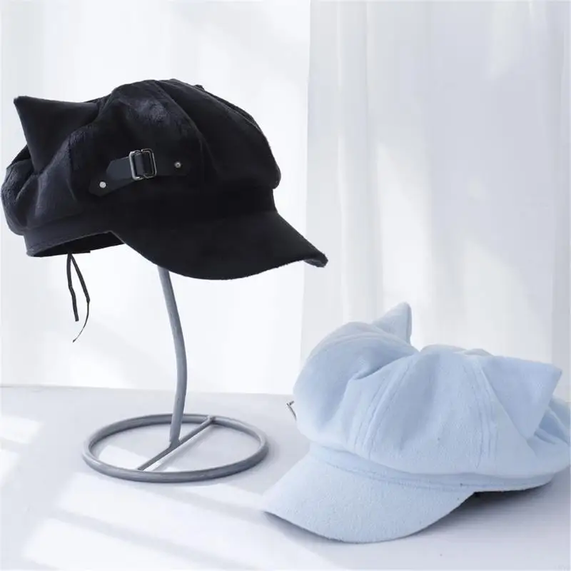 l5yc-dark-cabbie-hat-buckle-painter-hat-artist-hat-casual-wear-fashion