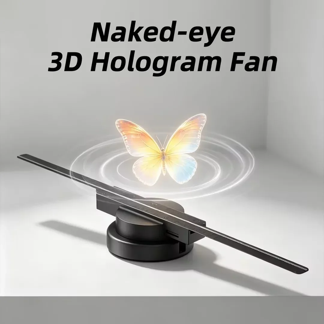 Holographic 3D Led Fan for Advertising Logo Sign Hologram Rotatable Virtual Imaging Projectior Support Custom Video Upload