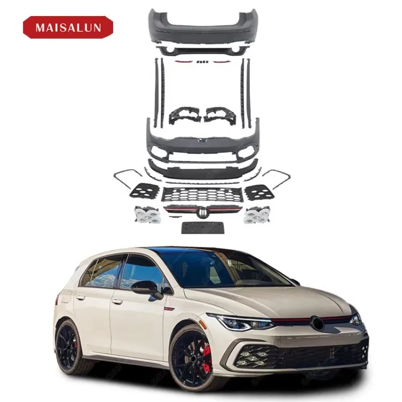 

Hot Selling! For Volkswagen VW Golf 8 Upgrade To GTI Style Body Kit Front Bumper With DRL Rear Bumper Side Skirts