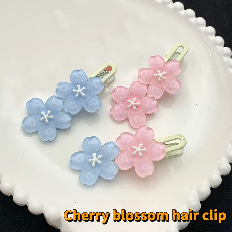 1Pc Summer Cherry Blossoms Flower Hair Clips For Women Girls Cute Hairpins Barrettes Wedding Party Hair Accessories Decoration