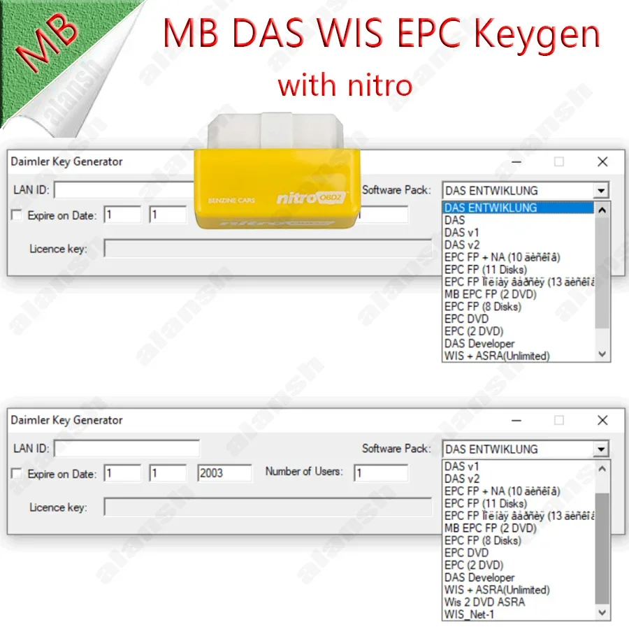 For MB DAS WIS EPC KG Keygen for Star C4 C5 C6 Key Calculator + Nitro