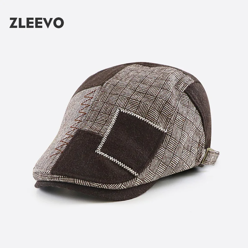 2024 New In Spring And Autumn Stitching Advance Hats British Retro Men And Women Beret Youth Middle-aged And Elderly Peaked Cap