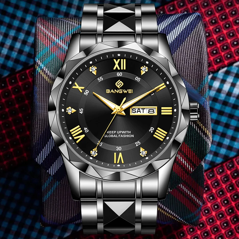 

BANGWEI 2026 New Luxury Watches Men LIGE Fashion Casual Quartz Wristwatch 30M Waterproof Luminous Steel Mens Watch Reloj Hombre