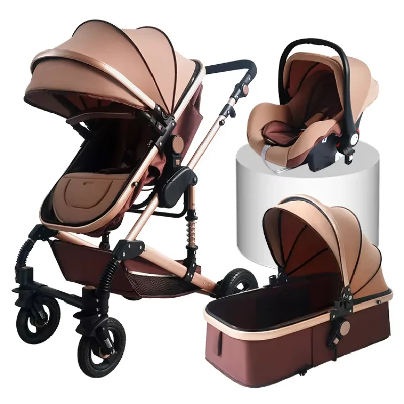 360 Degrees Wheels Baby Stroller Designer Baby Stroller Portable Newborn Baby Stroller 3 In 1 Luxury Pram