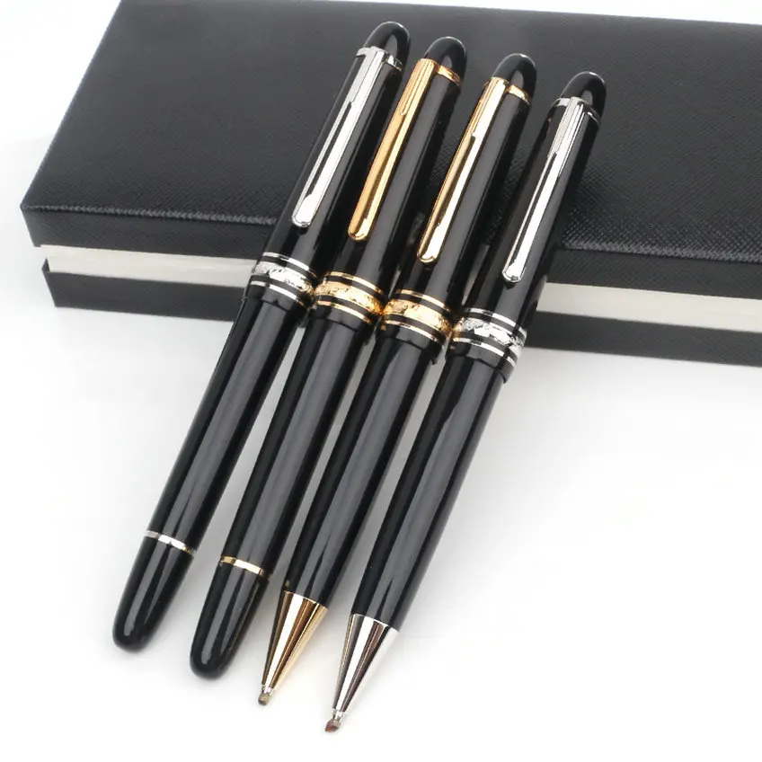 Luxury 163 / 145 / 149 MB Ballpoint Rollerball Pen Gel Signature Black Name Best Fountain Pen Silver Gold Clip Office Supplies