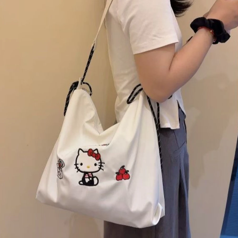 

New Anime Hello Kitty Women's Shoulder Bags ladies' cute cartoon tote bag Sanrio Kawaii Handbag cute embroidered crossbody bag