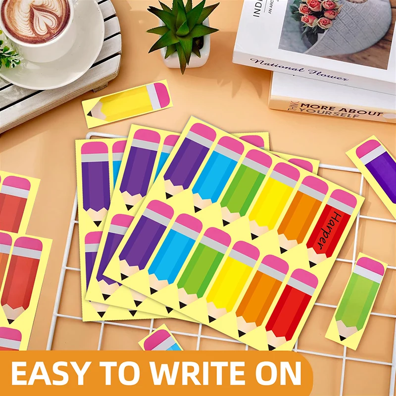 カラフルな鉛筆の名札新学期鉛筆銘板ステッカー教室掲示板装飾デスク名ラベルステッカー