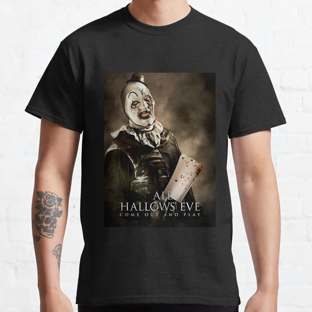 

Art The Clown evil scream film Retro Terrifier Horror Movie graphic t shirts Scary Halloween tops large size Men's clothing