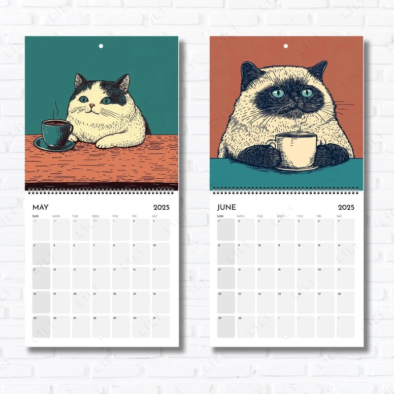 2026 New Cute Cat Calendar Coffee Cat Relaxation Calendar with Multiple Styles To Choose From Home Decoration Calendar