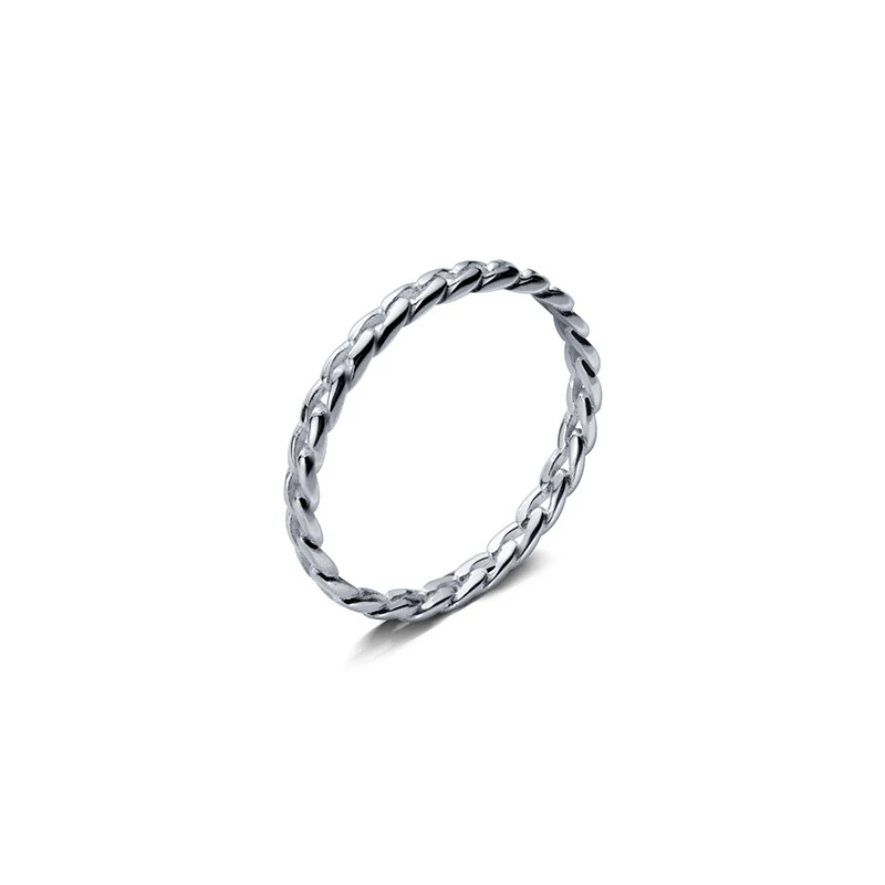 Modian Fashion Minimalist Twist Chain Ring for Women Authentic 925 Sterling Silver Simple Finger Ring Korea Style Fine Jewelry