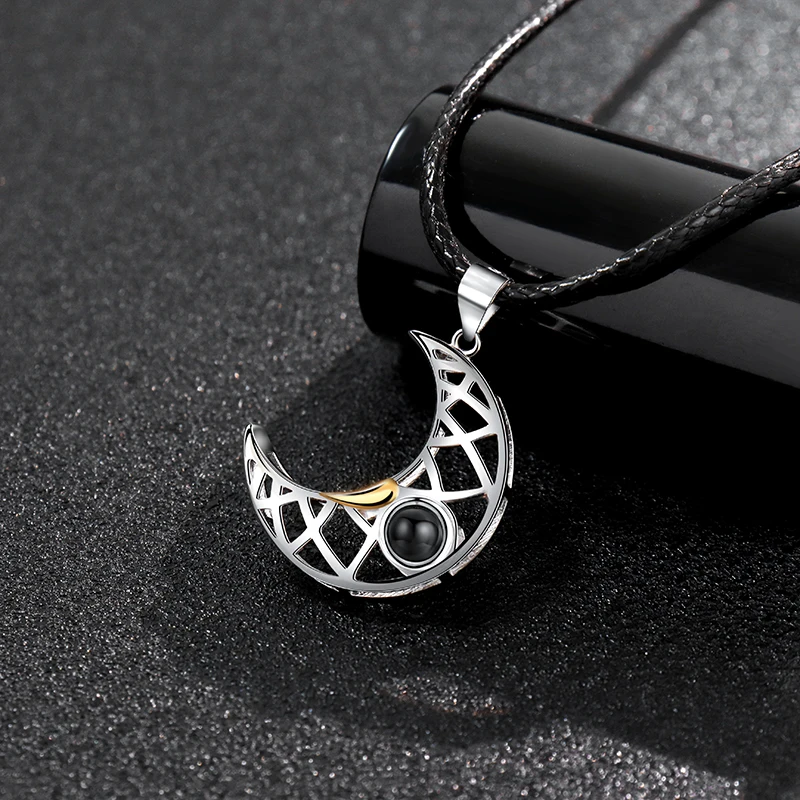 925 Silver Custom Photo Projection Necklace Sun Moon Couple Pendant for Men's Choker Vintage Man Jewelry 2022 for Women Gifts