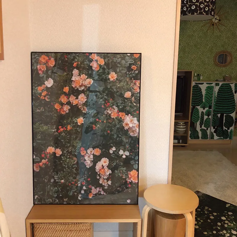 

Vintage Rambler Rose Floral Photography Painting Canvas Garden Poster - Pink Orange Wildflower Art for Home Decor
