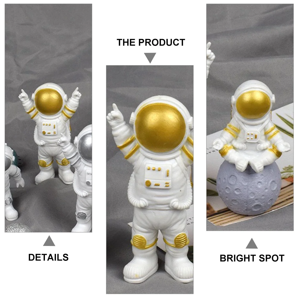 

3Pcs Resin Astronaut Shape Decor for Car Interior Cake Topper Bedroom Living Room Desk Decoration Kids Room Gift Idea