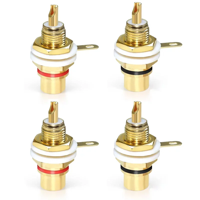 4/8/16Pcs Lotus Female Socket Gold Plated Plug Audio Terminal RCA Connector for Chassis Panel Mount Adapter 3.5mm AV Plug