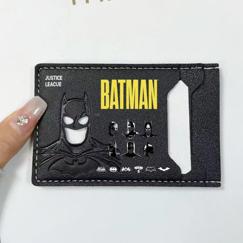 Tarjetero de piel sintética de Batman Justice League, billetera delgada para tarjetas de crédito, estuche para tarjetas de identificación con estampado de anime para fanáticos