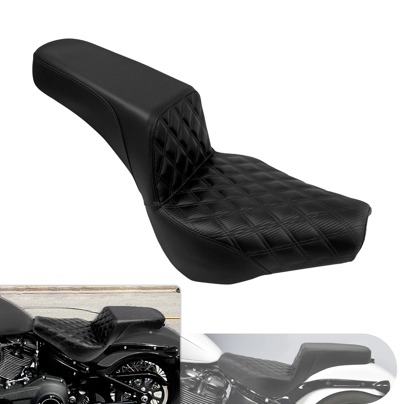 Komfortabler Zweisitzer-Fahrer-Beifahrersitz für Harley Softail Street Bob FXBB FXST Heritage FLHC 2018-2023