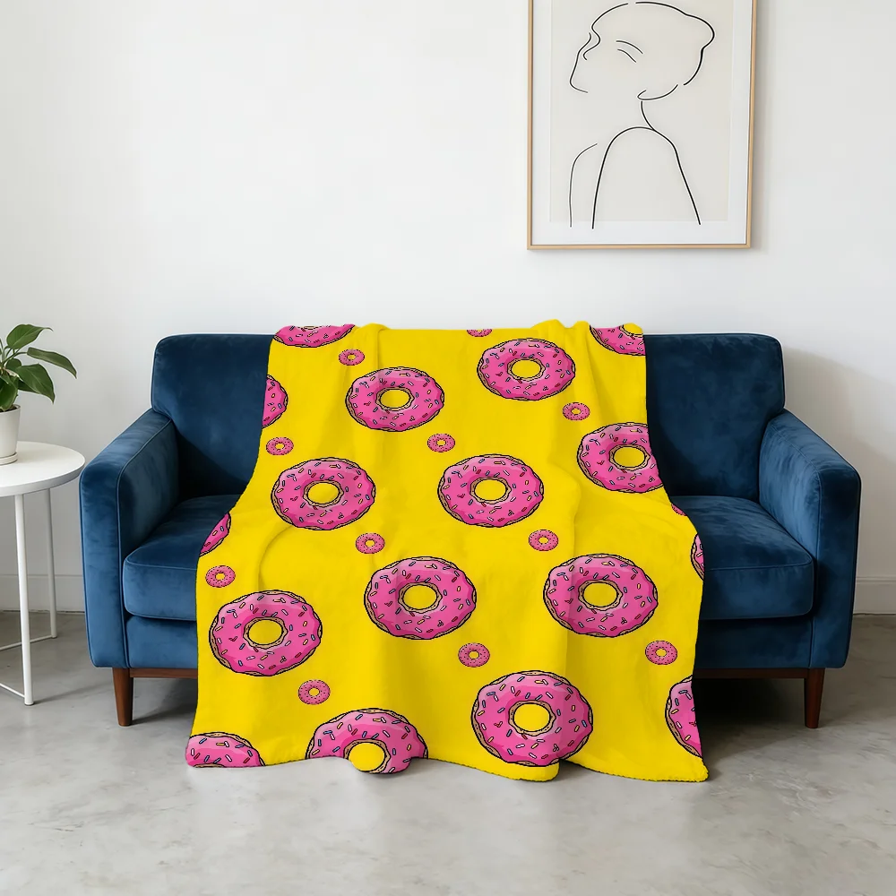Animation Donut S-Simpson-ES Blanket Flannel Warm Soft Throw Blanket For Room Sofa Childish Birthday Gifts