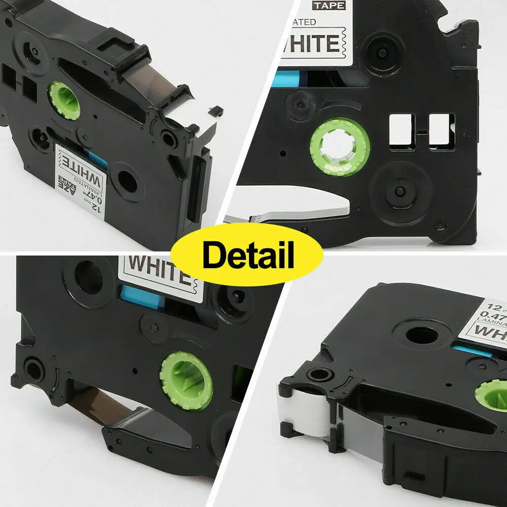 5PK Black on White 6-24mm Laminated Label Tape TZe TZ 221 231 241 251 Compatible for Brother P-Touch PT-D400 PT-E100 PTH110