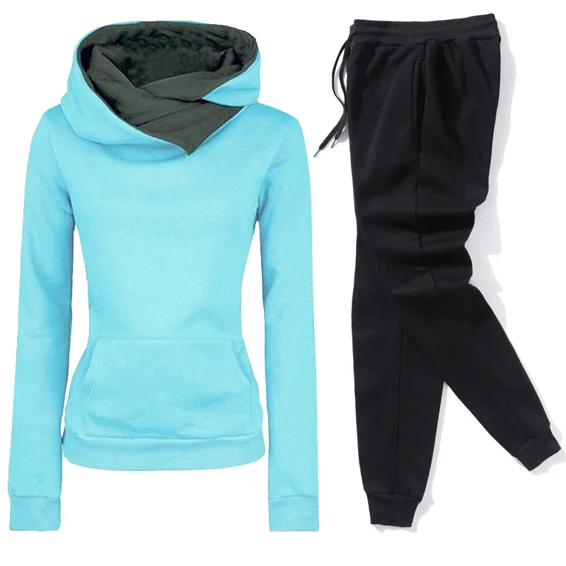 Clothing Sets Pullovers Sweatshirts Sports Suit Outfits Female Jogging Hoodies+Pants Women Tracksuit Winter Warm Two Piece Set