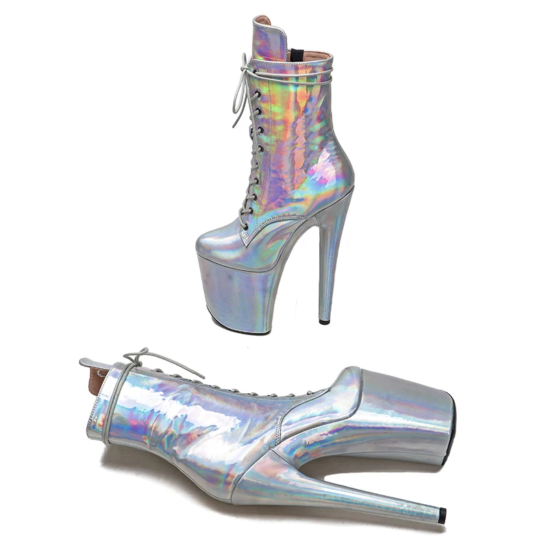 Leecabe  20CM/8Inch Shiny patent PU upper  Trend fashion high heel platform stripper heel  Pole Dance boots