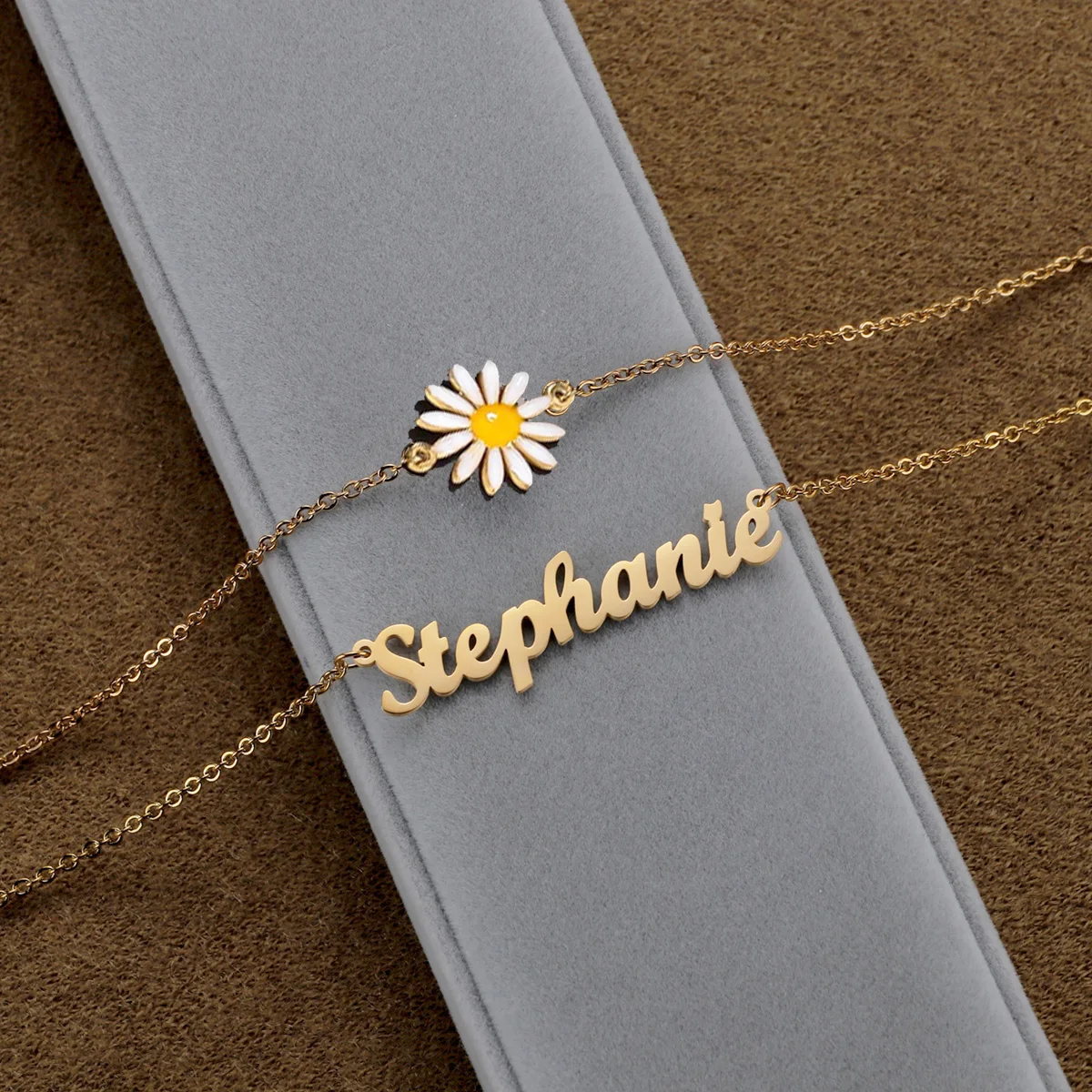 Haiyufly Custom Name Necklace for Women Stainless Steel Personalized Color Oil Flower Handmade Nameplate Link Chain Jewelry Gift image 4