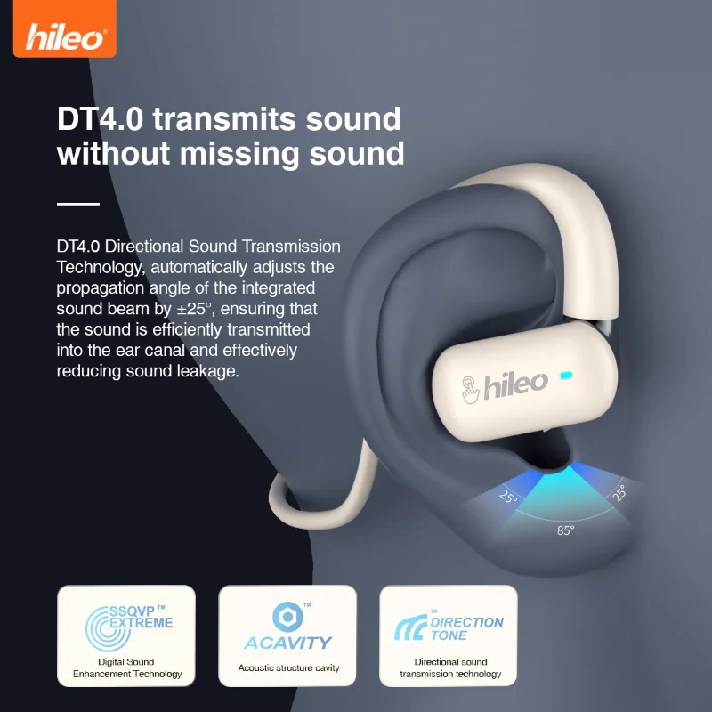 HiLeo Hi77 5.4 Open Ear Hanger Air Conduction Two Ear Wireless Bluetooth Earphones HiFi Sound Quality Non in Ear Touch Button