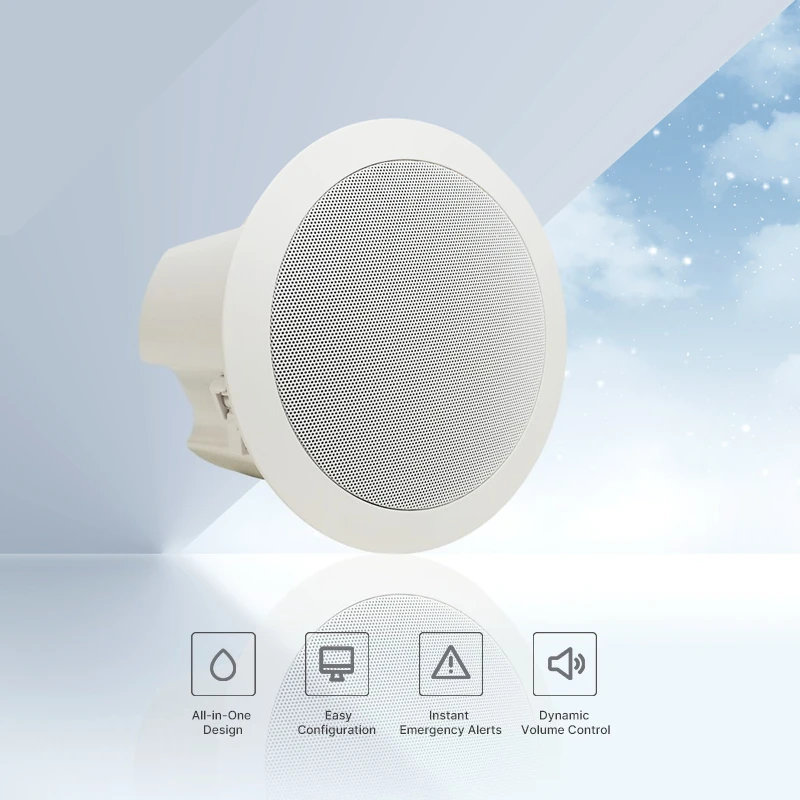 

High Quality IP PoE Ceiling Speakers System 20W/POE15W Amplify Sound for Church Hanging off White 2-Year Warranty
