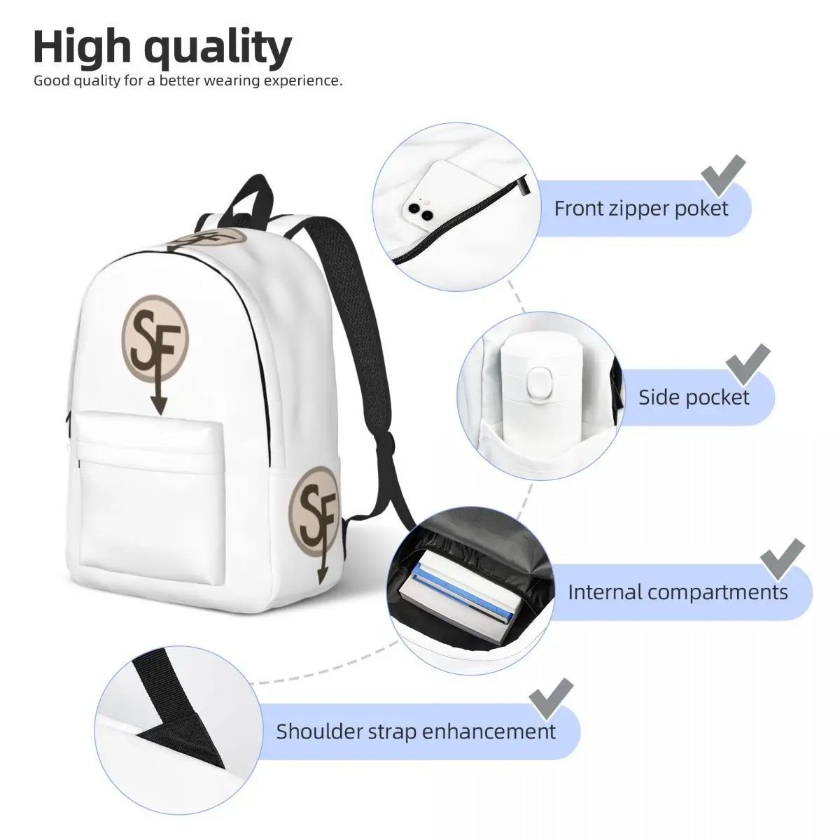 Horror Games Sanitys Falls Sally Face Teenage Backpack Outdoor High School Work Daypack for Men Women Laptop Shoulder Bag