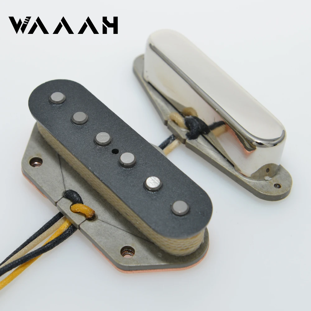 

Pure vintage 64' Tele Guitar Pickup Set Staggered Bridge Cloth-covered Alnico 5 Electric Guitar Pickup Repalcement