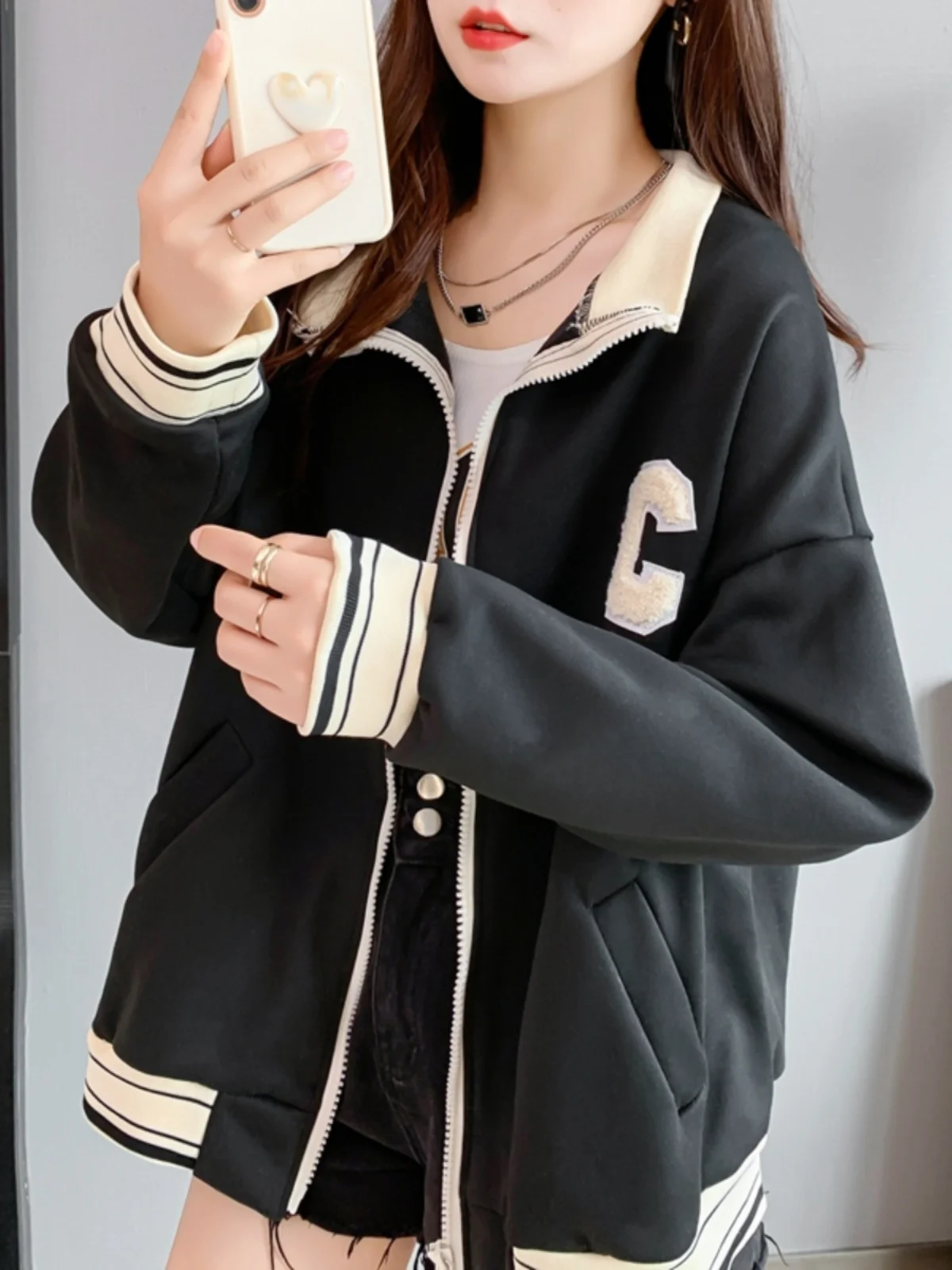 Street Style Sweet Girl Baseball Jacket Cardigan Thick Cotton Women's Spring Autumn New Korean Style Youthful Student Sports ...