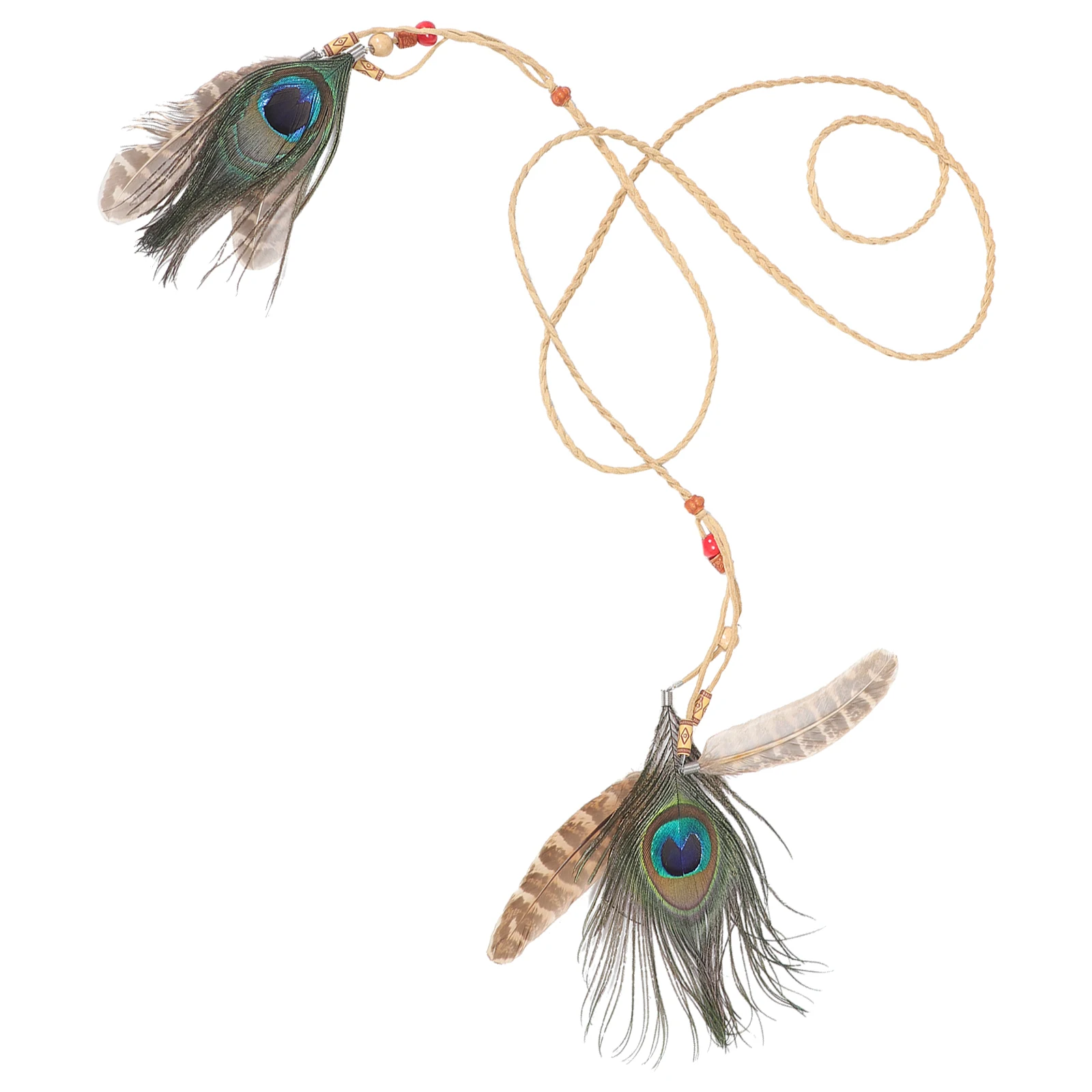 

Bohemian Plume Headband Indian Hairband Adjustable Festival Headpiece Women Multi-Use Ethnic Hair Accessory Costume Bridal