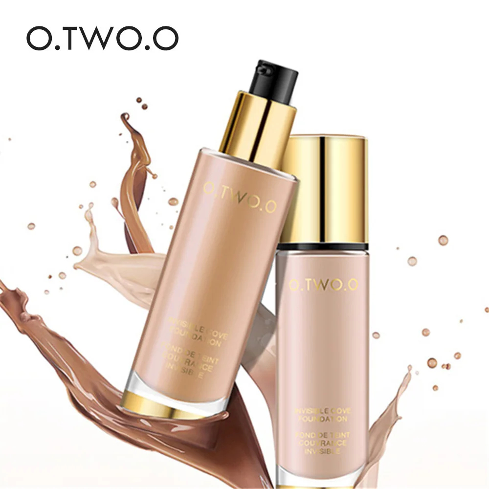 Wholesale O.TWO.O Liquid Foundation Full Coverage Invisible Pores Flawless Makeup Base 8 Colors Waterproof Face Cosmetics 30ml