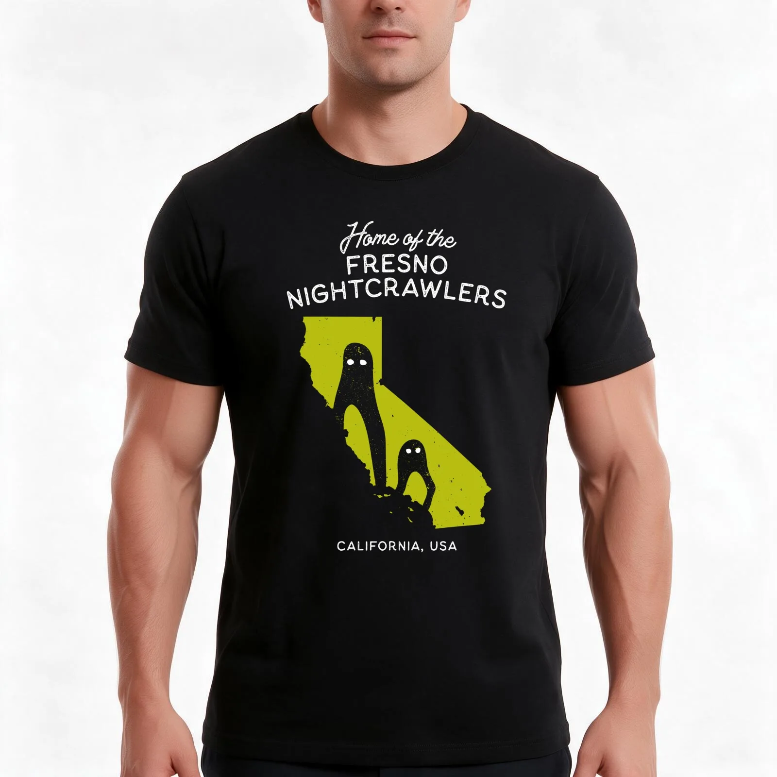 Home of the Fresno Nightcrawlers Home State Cryptid Collection T-Shirt, Summer Casual Cotton Tee, Oversized Streetwear Tops