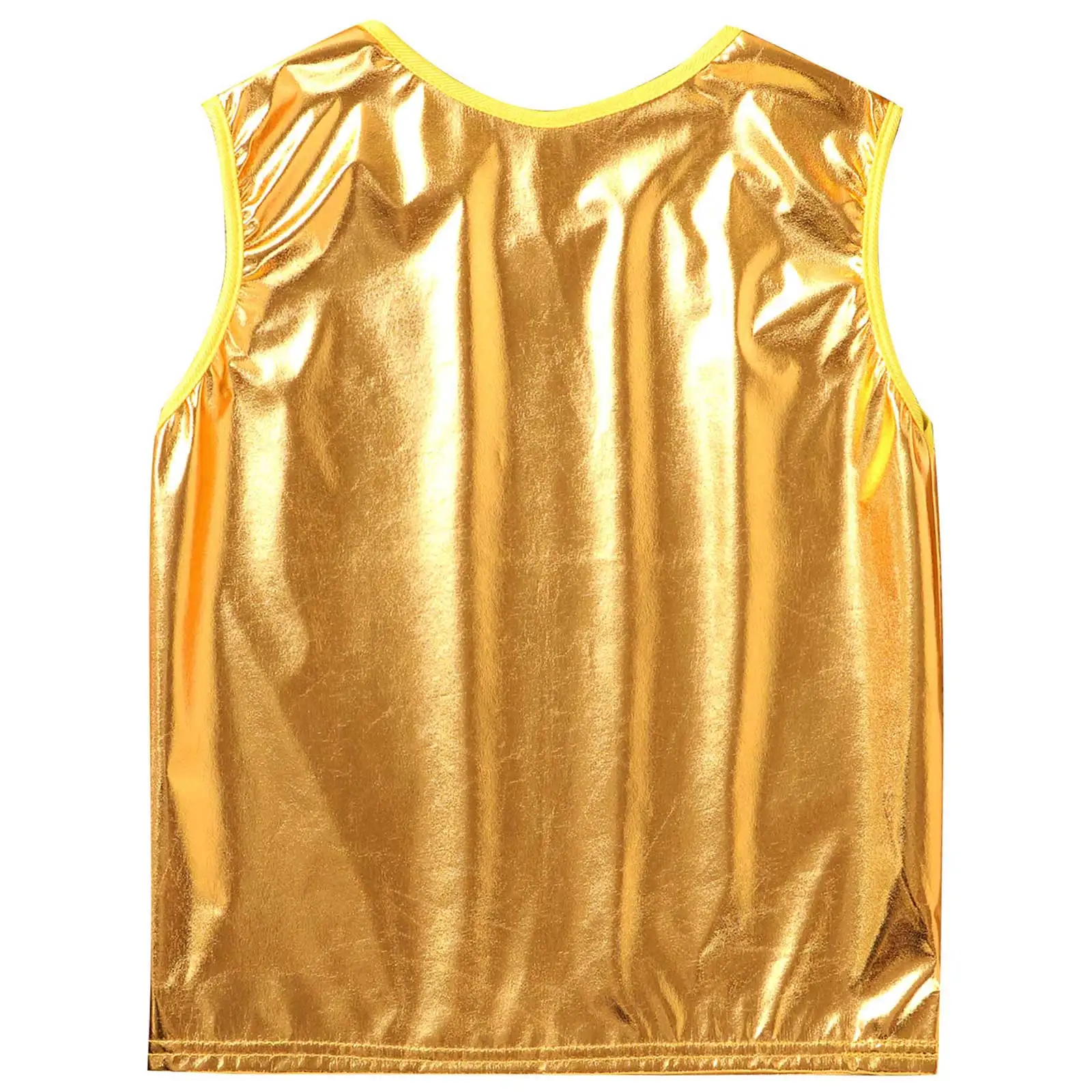 Kids Girls Boys Shiny Metallic Top Sleeveless Tank for Ballet Jazz Hip Hop Dance Top Sparkle Vest Performance Costumes Dancewear