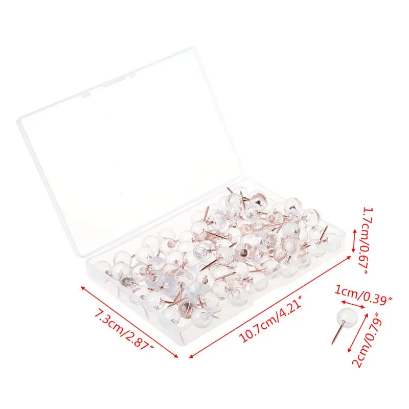 Chinchetas transparentes oro para pulgar, tablero bola redonda para dibujo, pared fotos, suministros para oficina