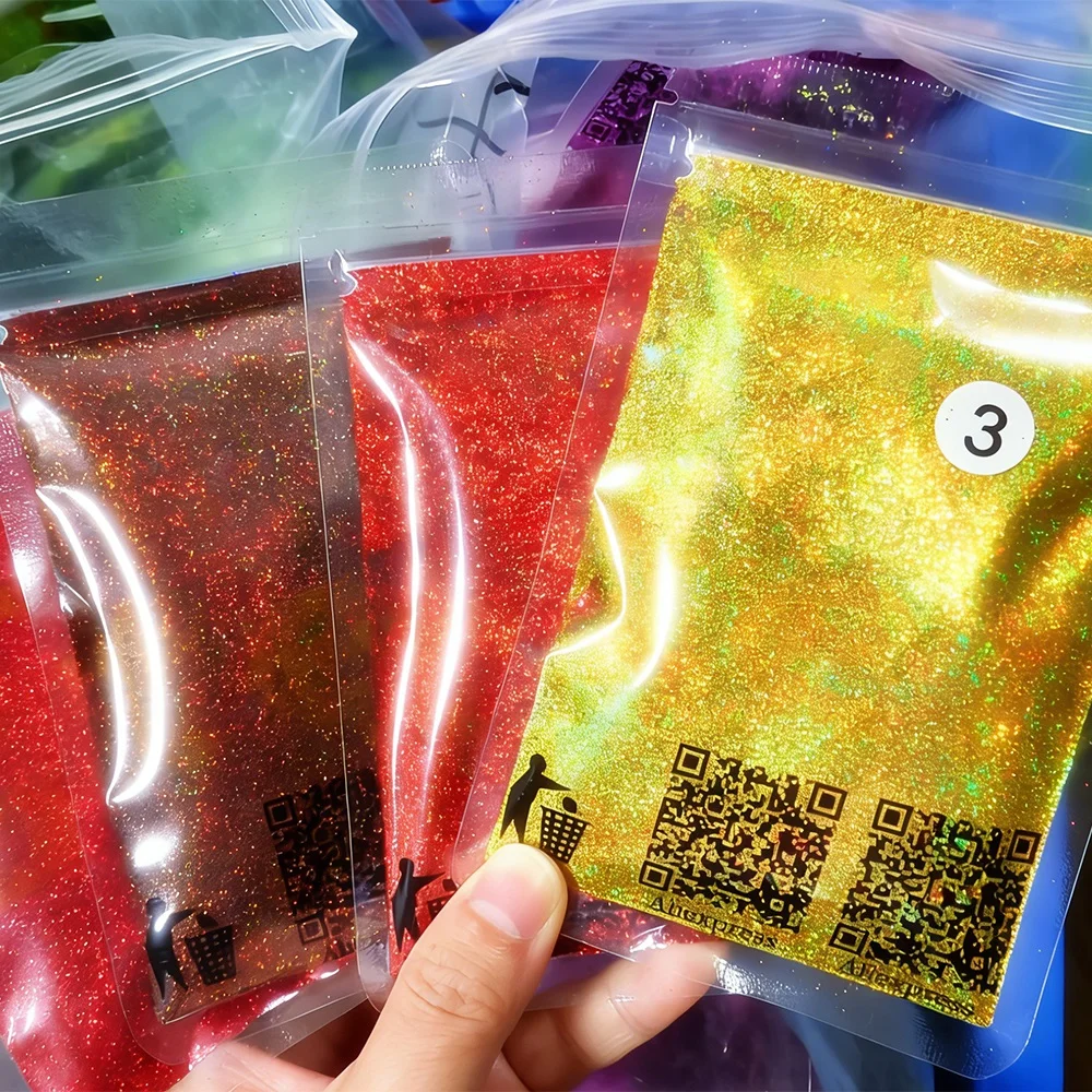 50g/Beutel Schillerndes Laser-Nagelglitzerpulver 0,2mm Holographische Nagelglitzerflocken Staubpulver für DIY-Nagel-Maniküre-Zubehör – Detail 3